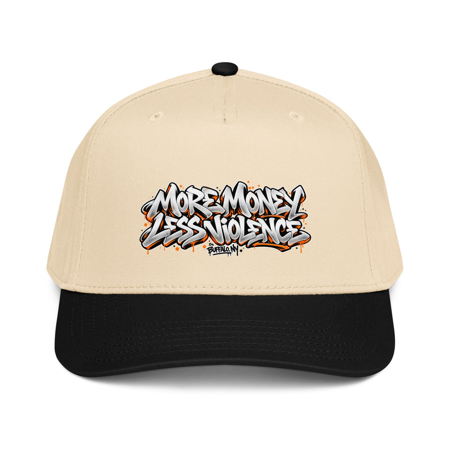MMLV 5 Panel Cap in black and natural, front