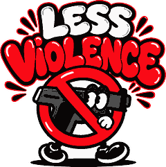 MMLV Less Violence character welcoming you to Buffalo, NY