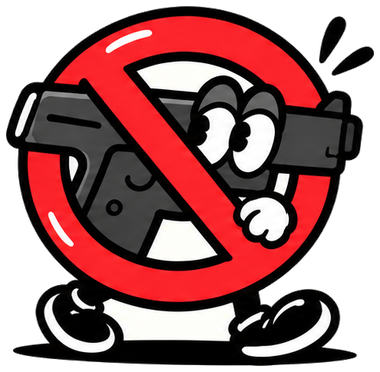 MMLV no-gun sign character welcoming you to Buffalo, NY